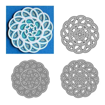 Mesteacan Apăsați 3D Nouă Tăiere de Metal Moare Stratificare Coverplate Moare Scrapbooking Pentru a Face Hârtie Rotund de Flori Relief Cadru Card