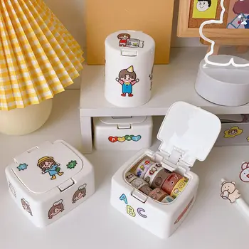 Mini drăguț Butonul Desktop Cutie de Depozitare cu Capac Bomboane Mici cheltuieli Diverse Bijuterii Cutie de Depozitare Kawaii Box Container de Depozitare Organizator