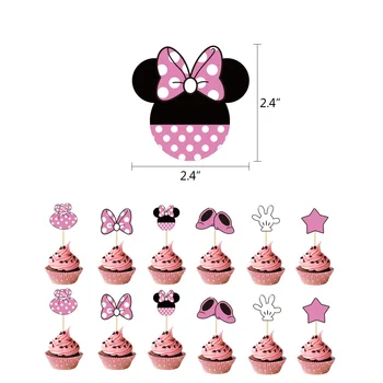 Minnie Mouse Roz Tort Fân Și Cupcake Topper 1 Consumabile Partid Ziua de nastere Decoratiuni Pentru Fetita Favoarea Tort Decor