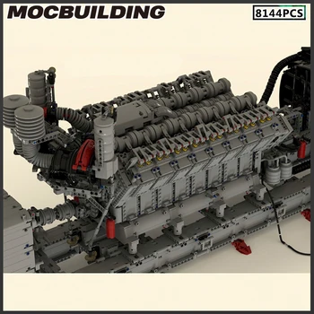 MOC Tehnologie Cărămizi de Urgență V16 Generator Diesel Model High-tech, Bloc Design Creativ Jucarii Cadou Mașină cu Motor 0