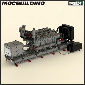 MOC Tehnologie Cărămizi de Urgență V16 Generator Diesel Model High-tech, Bloc Design Creativ Jucarii Cadou Mașină cu Motor 3