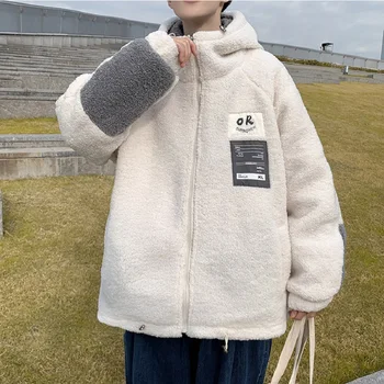 Moda pentru bărbați imitație de miel sacou de catifea de iarna coreean trend plus de catifea groasă ins haine de bumbac Harajuku îmbrăcăminte pentru bărbați