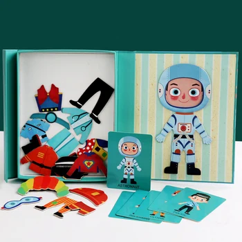 Montessori Magnetic Puzzle Jucarii Copii Magneți Puzzle-Uri Cărți De Învățare De Învățământ Jucării Pentru Copii Magnetice Dress Up Puzzle Jucărie Pentru Copii