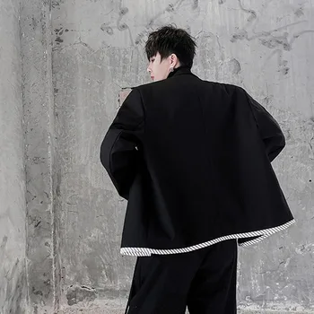 Net Celebrity Îmbinare Design Sacouri Casual Om coreeană de Moda Streetwear Epocă Dublu Rânduri Sacou Bărbați Blazer Coat