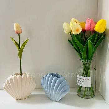 Noi Mucegai Silicon Pentru Beton Vaza Face Shell Forma Home Design Estetic De Flori Uscate Containere De Ciment Epoxidic Mucegai
