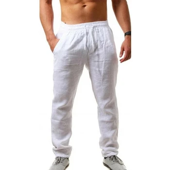 Noua Moda pentru Bărbați Pantaloni Lenjerie de pat din Bumbac Pantaloni sex Masculin Vara Respirabil Culoare Solidă Pantaloni Lenjerie