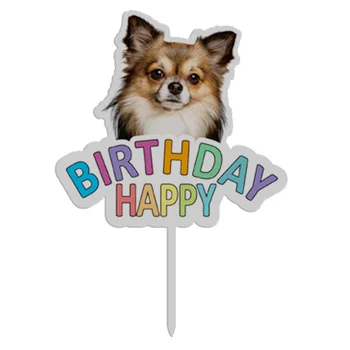 Noul Câine Drăguț Pisica Happy Birthday Cake Topper Acrilice Animale de companie Tort Fân pentru Animale de companie Petrecere Decoratiuni Tort 4