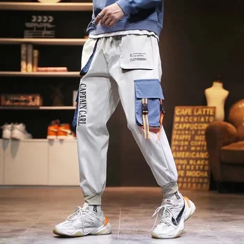 Noul Multi-Buzunar Pentru Pista de Jogging Pantaloni Casual Hip Hop Print coreean Îmbrăcăminte PANTALONI OM Hiphop Sală de sport de Dimensiuni Mari Costum M-3xl Chinos