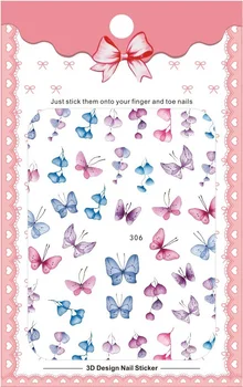 Noul sosit Moda Apă Decalcomanii de Unghii Autocolante fluture colorat de flori Unghii Autocolant Decoratiuni Manichiura Z0138