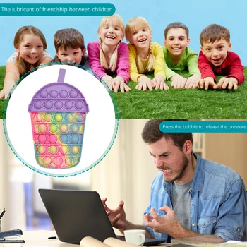 Silicon Anti-stres Senzoriale Stoarce Jucărie pentru Copii Cadou de Lapte Ceașcă de Ceai Tie-dye Împinge Bubble Degetului Jucărie de Decompresie Ambarcațiuni