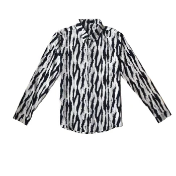 Toamna Noua Moda Model Zebra Print Camasa Alba Barbati Haine 2022 Simplu Slim Fit Maneca Lunga Bluza Casual Homme Streetwear