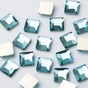 Top plat Pătrat 4mm Acvamarin 20BUC Unghii Crystal Diamond Nail Art Strasuri 3D Pentru Unghii Decoratiuni de Arta Consumabile Stras