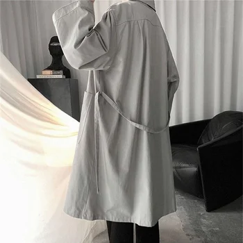 Trench Femei Întuneric Vara coreea Style Moda Solid Complet Maneca Toate Meci de Streetwear Uza Leneș Largi cu talie Rândul său, în Jos Guler