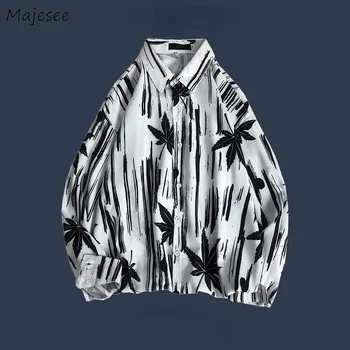 Tricouri Barbati Tie Dye Print Vintage Plus Dimensiune S-3XL Estetice Drapat Liber de Agrement Maneca Lunga All-meci Stil Japonia Ulzzang Design 1