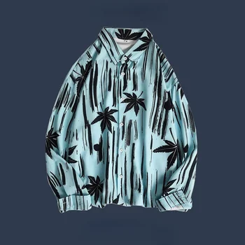 Tricouri Barbati Tie Dye Print Vintage Plus Dimensiune S-3XL Estetice Drapat Liber de Agrement Maneca Lunga All-meci Stil Japonia Ulzzang Design 4