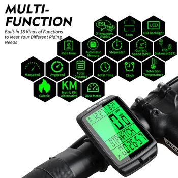 VEST BIKING Wireless de Calculator pentru Biciclete cu LED rezistent la apa 5 Limba Ciclism Biciclete Kilometrajul Cronometru Vitezometru 2.3 în Calculator de Biciclete