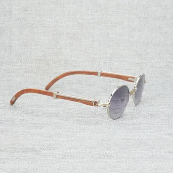 Vintage Corn de Bivol ochelari de Soare Barbati din Lemn Rotund Natural Ochelari pentru Exterior Clar Rama de Ochelari Oculos Nuante Cu Caz