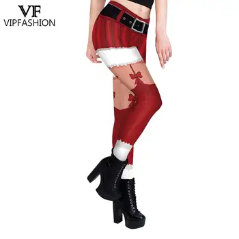 VIP MODA Push-Up Stretch Talie Mare Leggins Crăciun Fericit Petrecere Pantaloni Lungi Femei Centura 3D Imprimate Jambiere Pantaloni Xmas