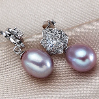 Vânzare Clearance-Ul!New Sosire Pur Argint S925 Picătură Cercei Pentru Femeile de Moda de Lux 5A Reali Naturale de apă Dulce Pearl Rose Bijuterii