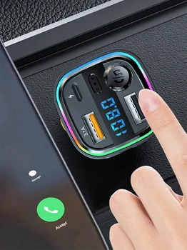Worldtech Incarcator Auto Car kit Bluetooth 5.0 PD Încărcător rapid Transmitator FM MP3 player Adaptor pentru masina